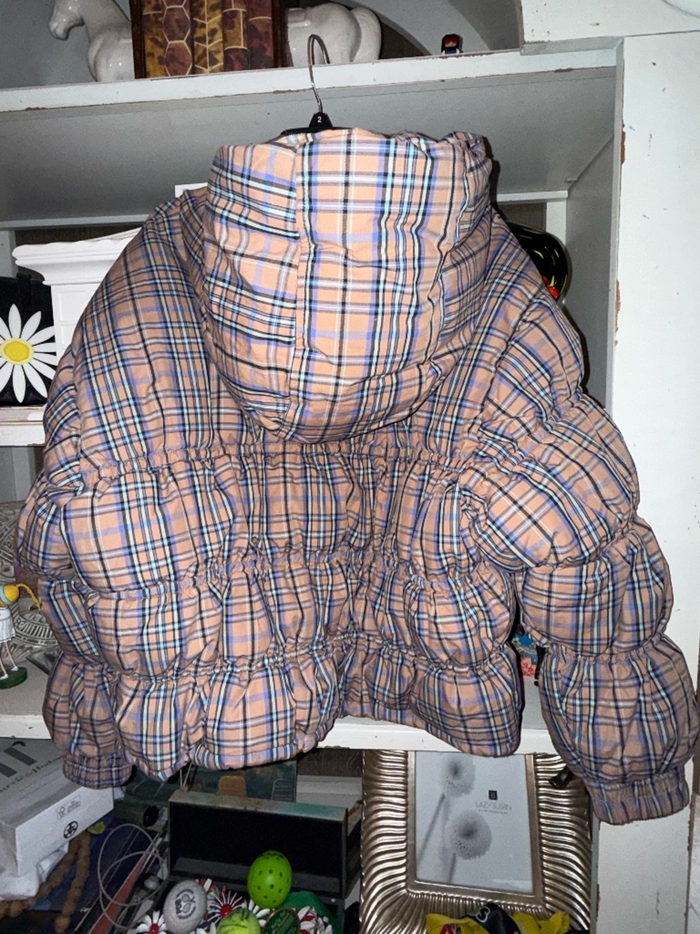 Free People Party of One Medium M brown plaid puffer - Picture 7 of 7